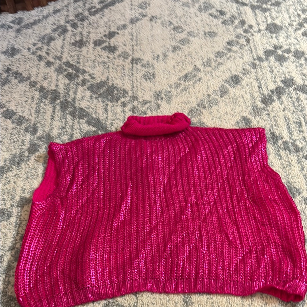 She + Sky Fuchsia Turtleneck Sweater